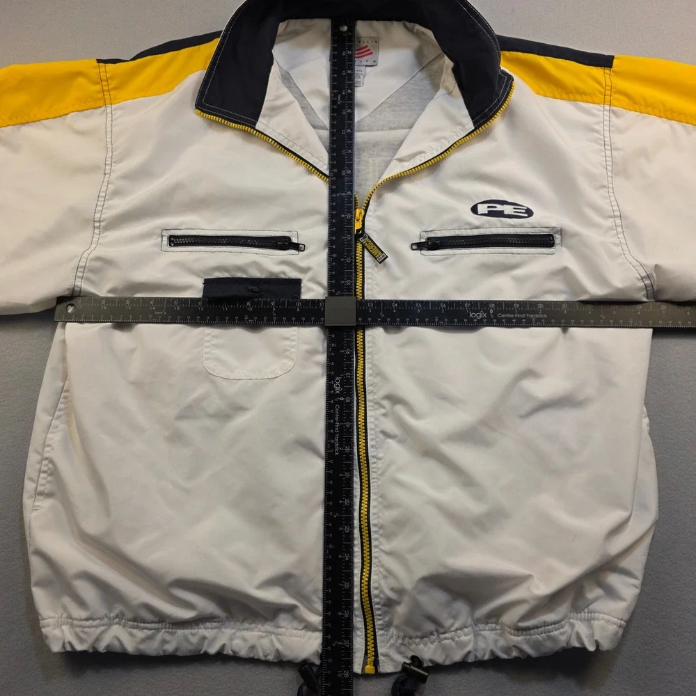 Vintage Perry Ellis America Windbreaker Jacket Mens‎ Large White Navy Yellow 90s - Picture 8 of 10